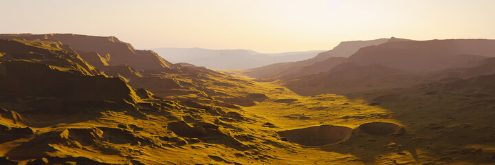 Wall Mural - landscape on planet mars, scenic space desert scene on the red planet