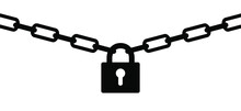 Silhouette Chain With Lock. Concept Of Protection. Vector Chains Icon. Padlock Icons. Closed Lock, Opened Lock, Keyhole In Head, Close Or Open Padlocks (key, Pin Code, Password. Access Security Lock)