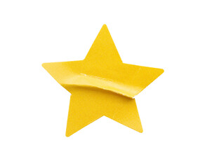 Wall Mural - yellow star shape paper sticker label isolated on white background