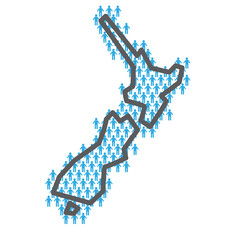 Wall Mural - New Zealand population map. Country outline made from people figures