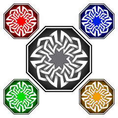 Wall Mural - Octagonal logo template in Celtic knots style. Stylish tattoo symbol. Silver ornament for jewelry design and samples of other colors.