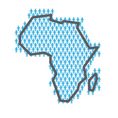 Sticker - Africa population map. Country outline made from people figures