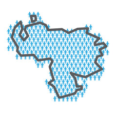 Sticker - Venezuela population map. Country outline made from people figures