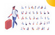 © Oksana_Latysheva - Isometric people in airport vector set. Trip and vacation. Crowd of people with luggage isolated on white background