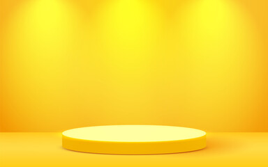 stage podium scene for award ceremony illuminated with spotlight. award ceremony concept. stage back