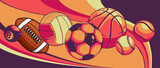 Sport balls on colored background. Vector illustration