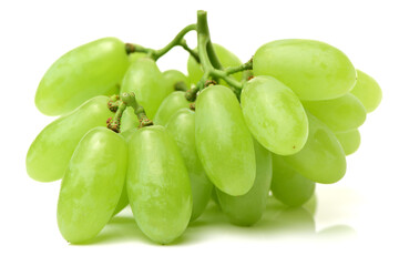 Wall Mural - Green grapes on white background