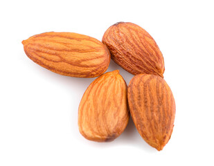 Wall Mural - Closeup of almonds, isolated on the white background.