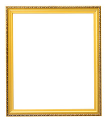 rectangular golden frame for photo on isolated background