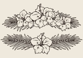 Sticker - Tropical floral vintage monochrome composition