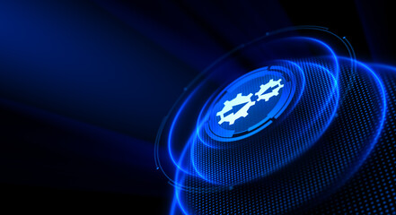 Data integration programming development concept on virtual screen.