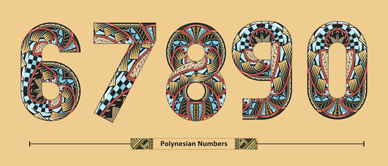 Numbers polynesian style in a set 67890