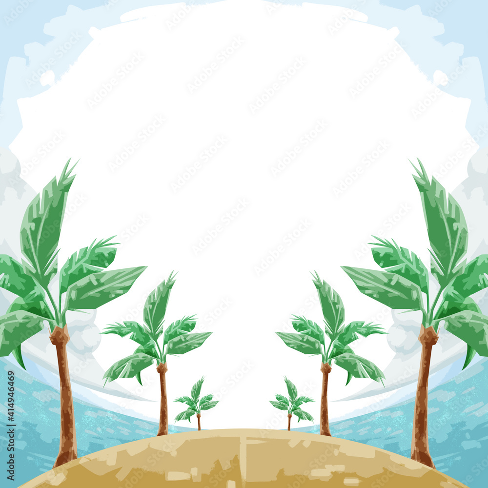 海沿いの道路とヤシの木の風景イラスト Stock Gamesageddon