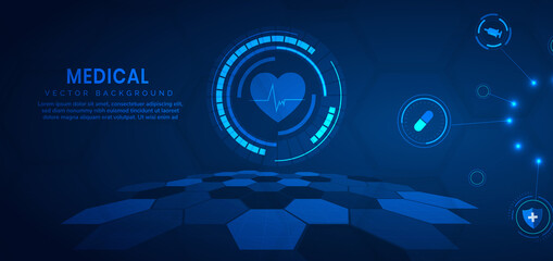 Medical technology and science concept and health care icon pattern background.