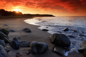 Canvas Print - La Courance beach in the Saint-Nazaire coast. Brittany