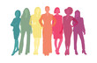 © drosostalitsa - Colorful women in business teamwork illustration, successful women silhouette vector