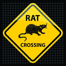 Sign With A Rat, Label And Sticker