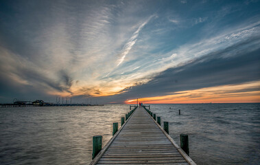 Wall Mural - A Pier at Fairhope View during sunset