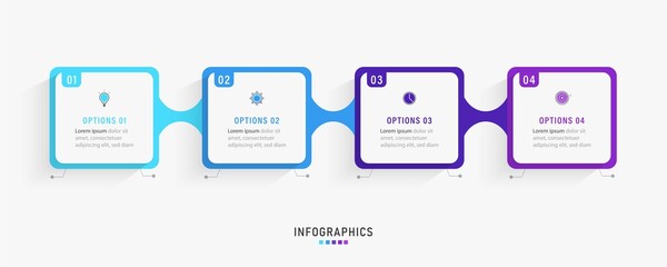 Wall Mural - vector infographic label design template with icons and 4 options or steps. can be used for process 