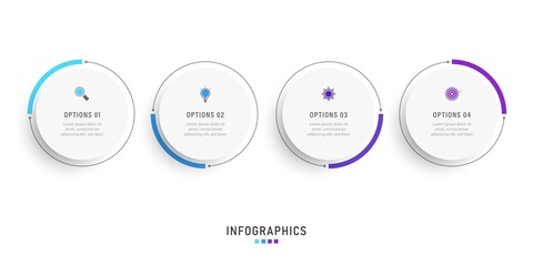 Wall Mural - vector infographic label design template with icons and 4 options or steps. can be used for process 