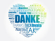© dizain - Danke (Thank You in German) Love Heart Word Cloud in different languages
