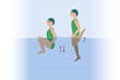 Woman doing leg exercises in swimming pool - illustration