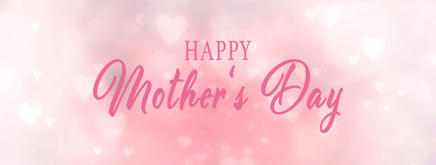Wall Mural - Happy Mother's Day greeting card, background banner with pink hearts