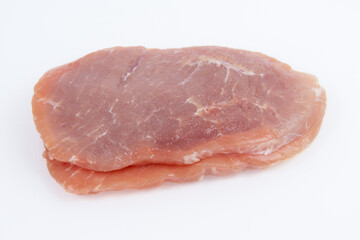 piece of pork meat on a white background