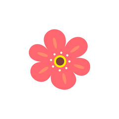 Sticker - Cute flower isolated on white background.