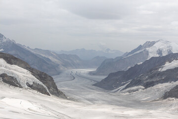 Aletsch Glacier in Alps near the Jungfraujoch, Switzerland.