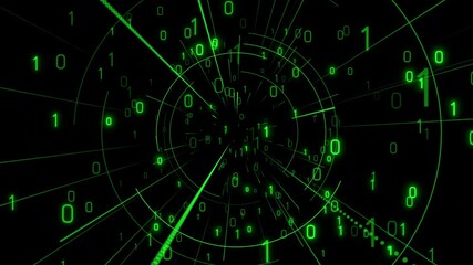 Wall Mural - digital binary data tunnel futuristic animation