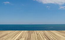 Deck Plank Background With Sea