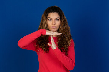 Poster - Portrait of beautiful caucasian girl with curly hair