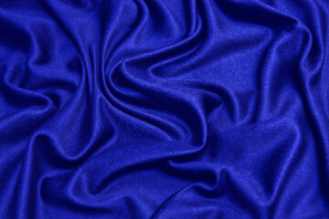 Wall Mural - Navy blue fabric texture background top view. Crumpled Cloth Blank Background