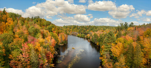 Wall Mural - Gorgeous autumn Colors on County Road 510 Trestle Bridge near Marquette Michigan  - Upper Peninsula Negaunee 