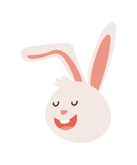 Canvas Print - cute little rabbit head smiling character