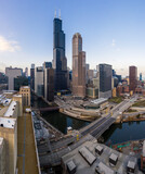 Fototapeta Miasto - CHICAGO SKYLINE FROM THE SKY