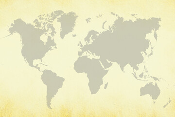  World map isolated on yellow background