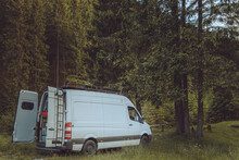  Self Made Camper Van Camped In The Forest, Van Life In Nature
