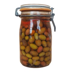 Wall Mural - jar of olives isolated over white