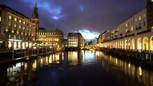 Beautiful Alster Arcades In The City Center Of Hamburg - Travel Photography By Night
