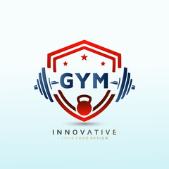 Wall Mural - Strength and Conditioning coach Fitness logo design. Dumbbell icon Vector logo design template.