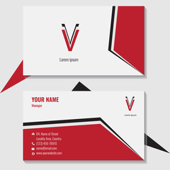 Modern futuristic vertical cutting edge design in red and white two sided business card