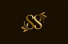 Golden Monogram Flourishes Letter SS Logo Manual Elegant Minimalism