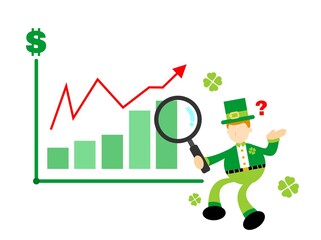 Wall Mural - leprechaun shamrock celtic and finance analysis money cartoon doodle flat design style vector illustration