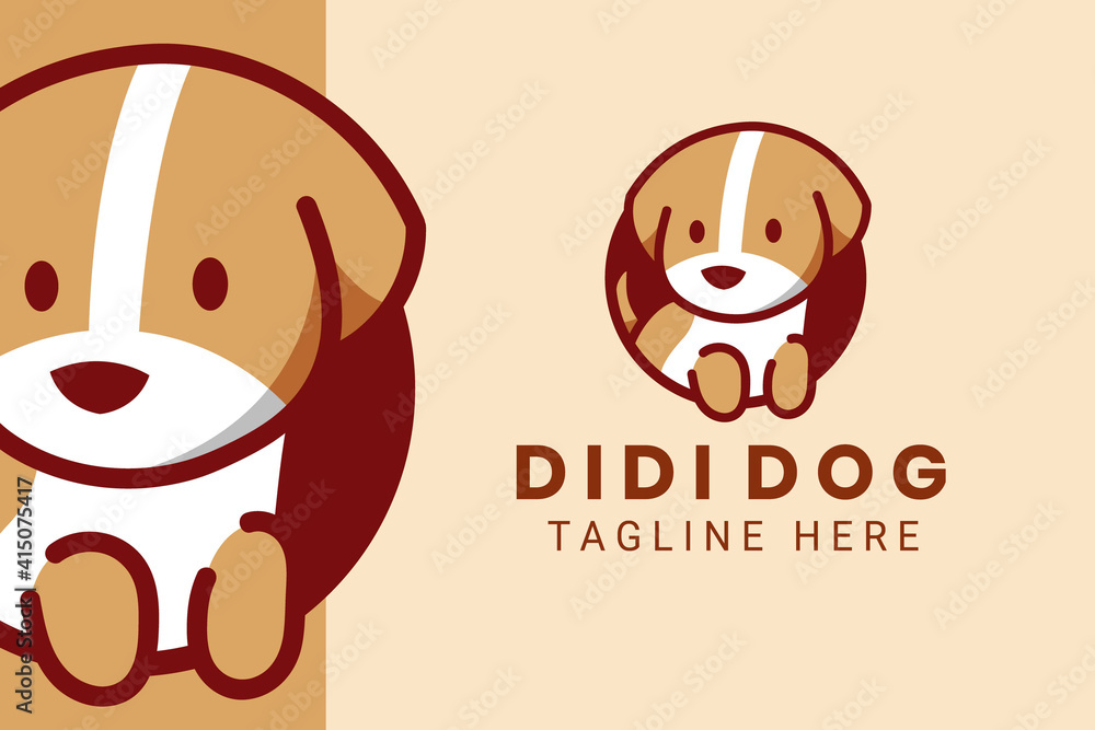 Vector de Stock Cute Kawaii Puppy Dog Mascot Cartoon Logo Design Icon ...