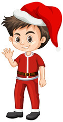 Wall Mural - Cute boy in christmas costume cartoon character