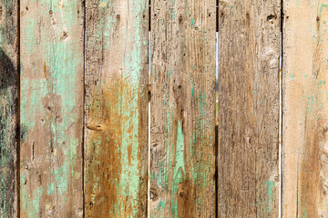 Sticker - Italy, Sicily, Messina Province, Montalbano Elicona. Weathered wooden boards in the medieval hill town of Montalbano Elicona.