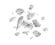 Rock salt close up levitating on a white background