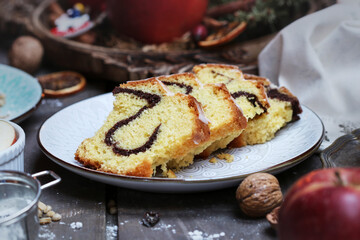 Wall Mural - Homemade sponge cake with cocoa.